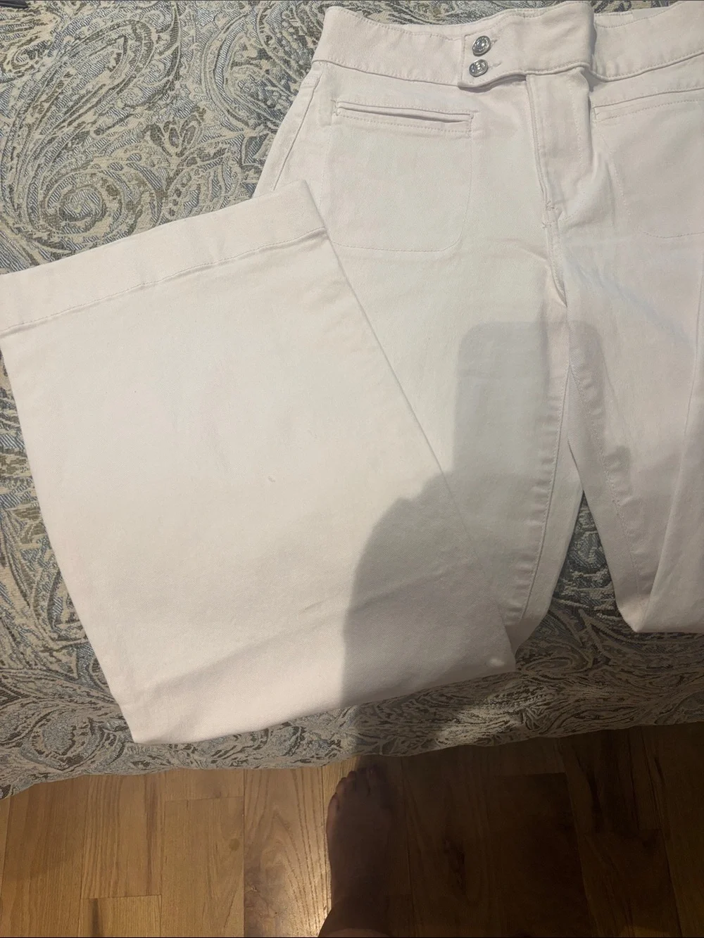 DKNY wide leg white jeans
